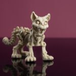 Skeleta kaķis, kas skatās tieši dvēselē - Bēša (kaula krāsa)